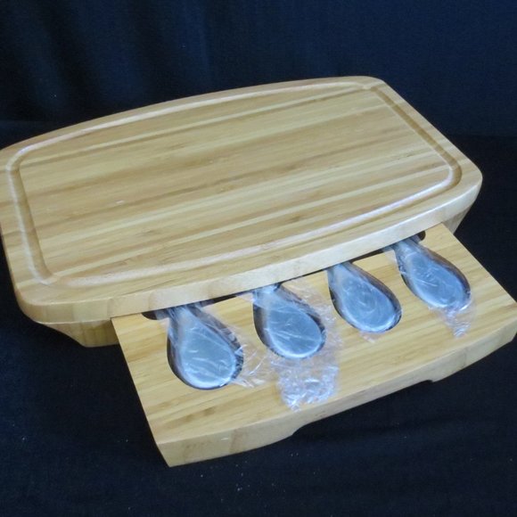New Mettor Bamboo Cutting Block Set Cheese & Fruit Natural Bamboo Serving Ware - Picture 1 of 9